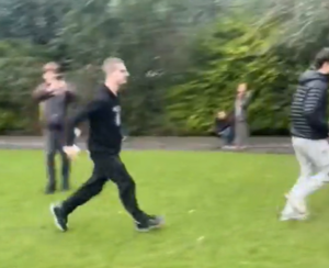 Josh chasing down someone who told him to put the fries in the bag